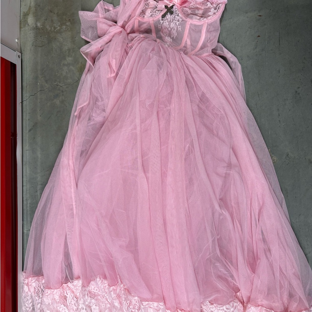 SOLD Dolls Kill Pink Lace Maxi Dress